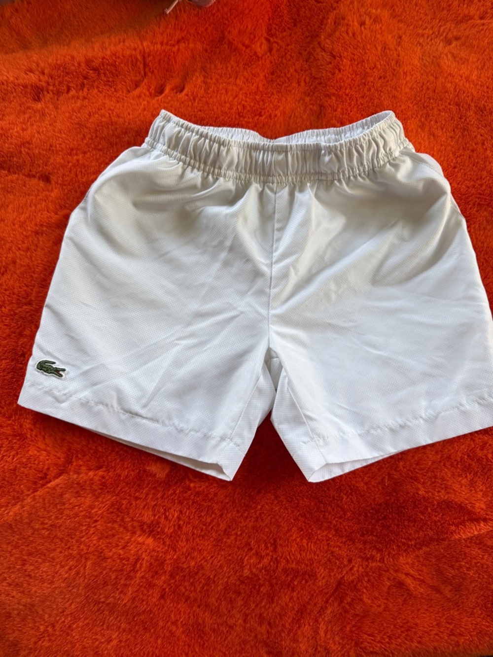 Lacoste kids White Athletic Tennis Shorts with Green Croc Logo